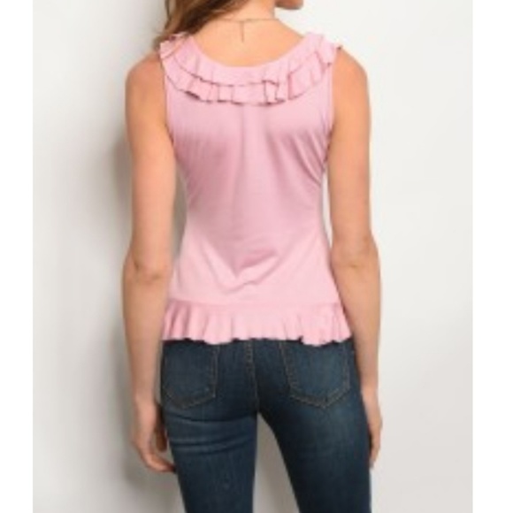 Mauve ruffled sleeveless top - Picture 2 of 3